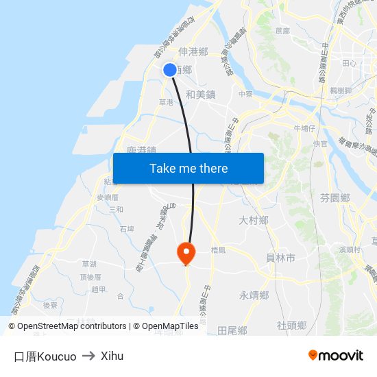 口厝Koucuo to Xihu map
