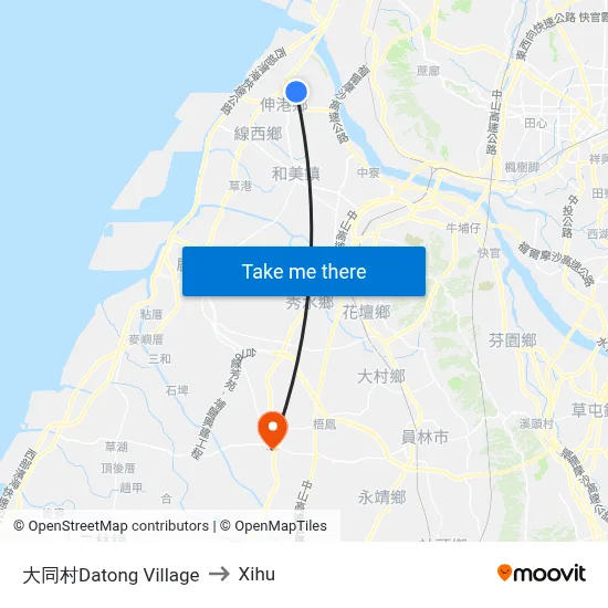 Datong Village to Xihu map