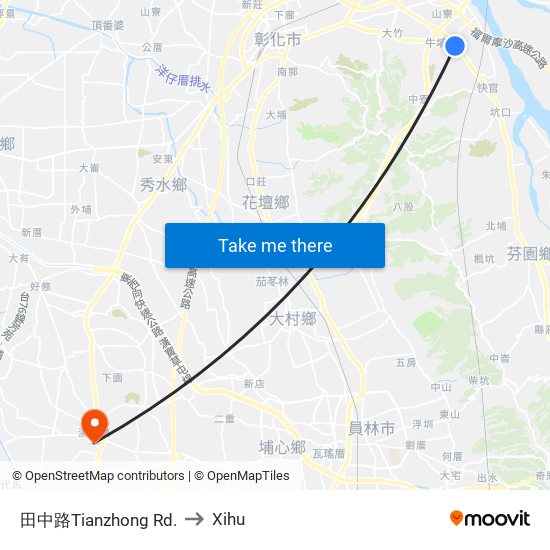 田中路Tianzhong Rd. to Xihu map