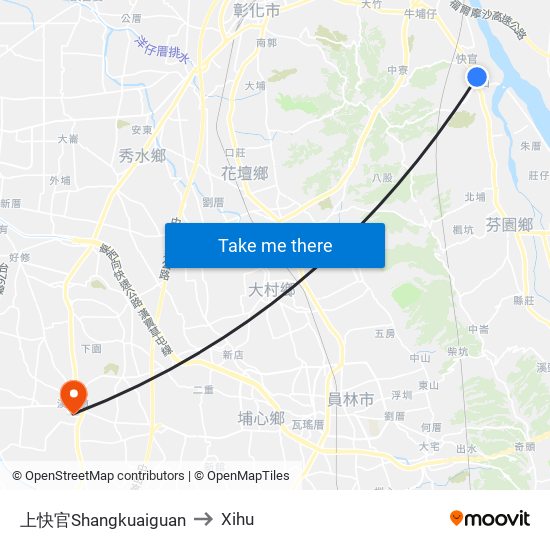 上快官Shangkuaiguan to Xihu map