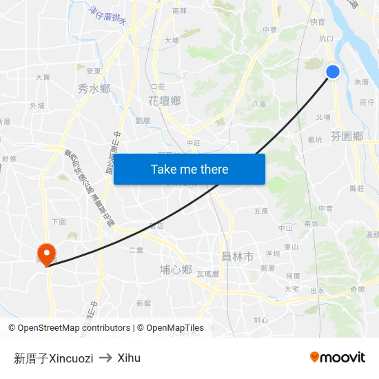 Xincuozi to Xihu map
