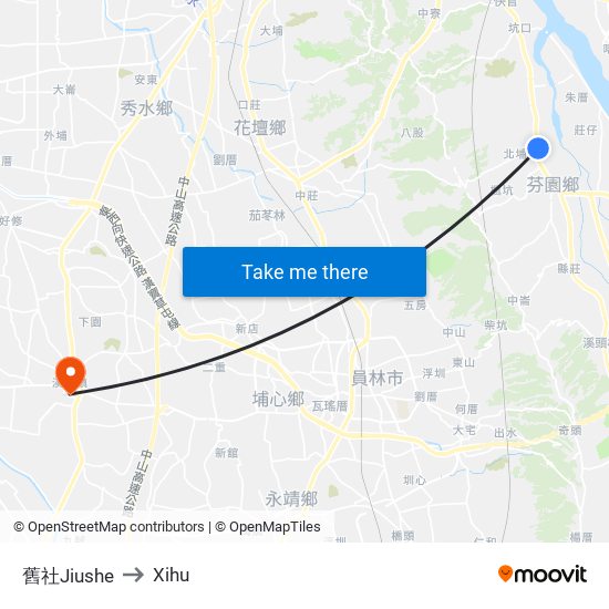 舊社Jiushe to Xihu map