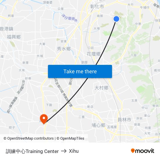 訓練中心Training Center to Xihu map