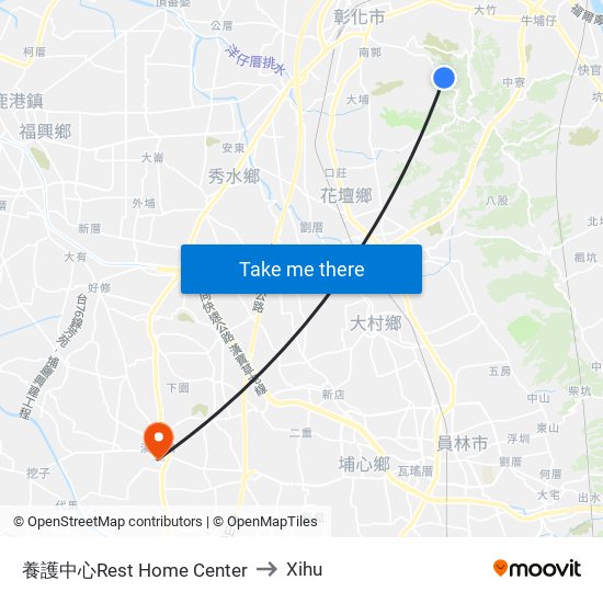 養護中心Rest Home Center to Xihu map