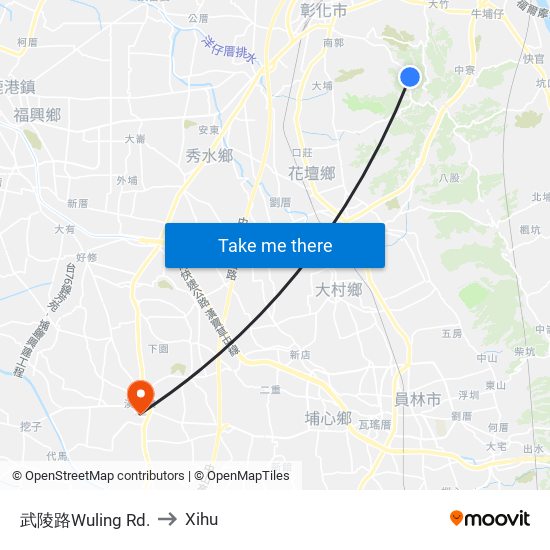 武陵路Wuling Rd. to Xihu map