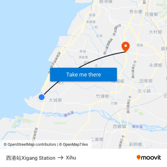 西港站Xigang Station to Xihu map