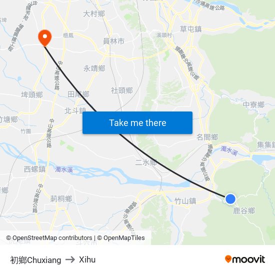 初鄉Chuxiang to Xihu map