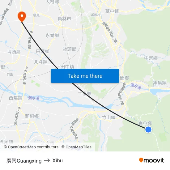 Guangxing to Xihu map