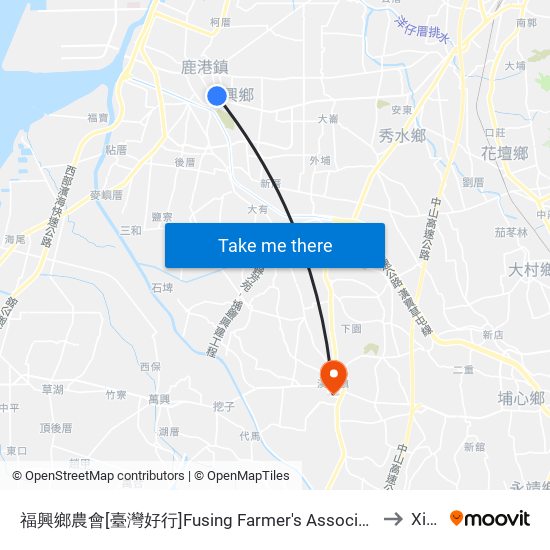 福興鄉農會[臺灣好行]Fusing Farmer's Association to Xihu map