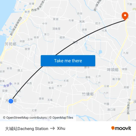 Dacheng Station to Xihu map