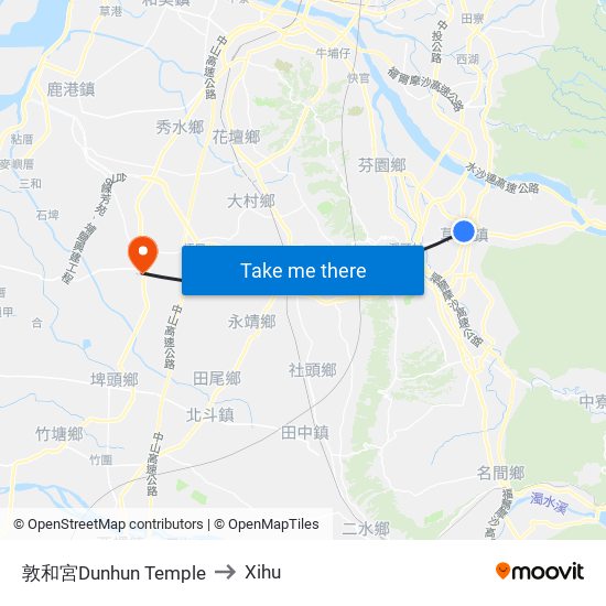 敦和宮Dunhun Temple to Xihu map