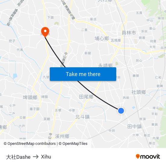 大社Dashe to Xihu map