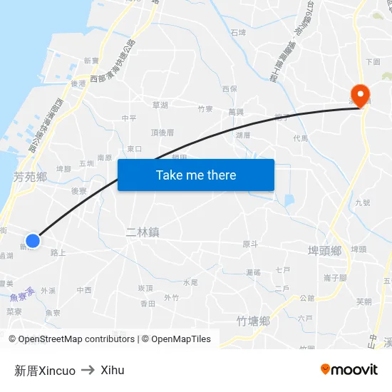 新厝Xincuo to Xihu map