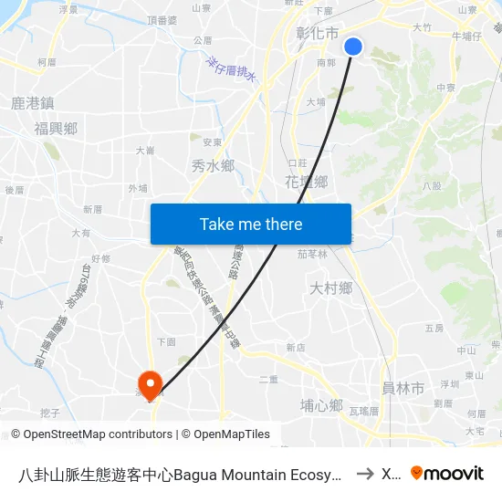 Bagua Mountain Ecosystems Visitors Center to Xihu map
