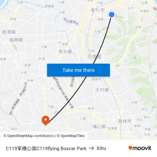 C119 Flying Boxcar Park to Xihu map