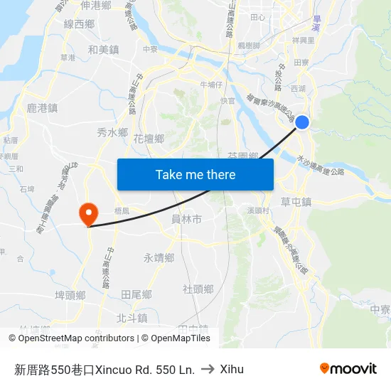 Xincuo Road Lane 550 to Xihu map