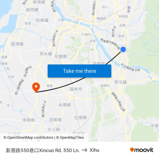 新厝路550巷口Xincuo Rd. 550 Ln. to Xihu map