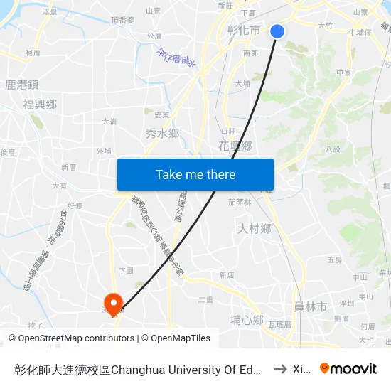 彰化師大進德校區Changhua University Of Education to Xihu map