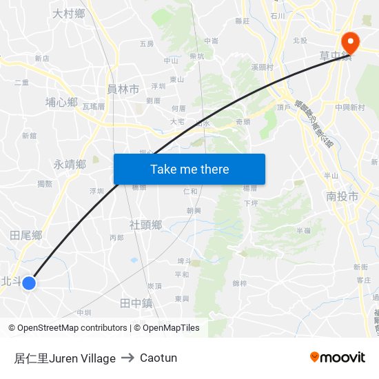 居仁里Juren Village to Caotun map