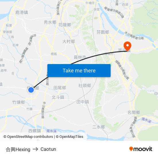 合興Hexing to Caotun map