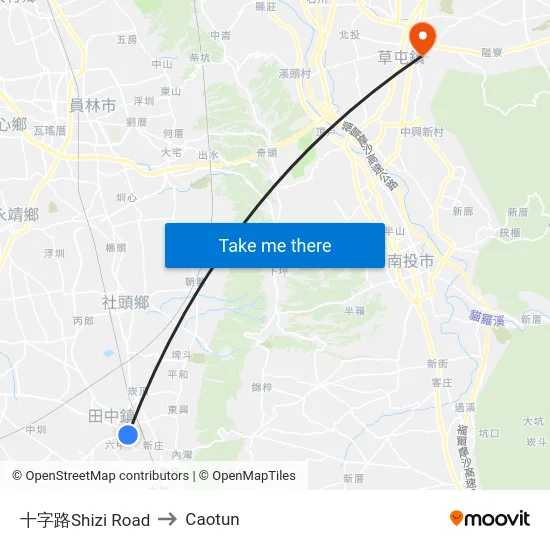 Shizi Road to Caotun map