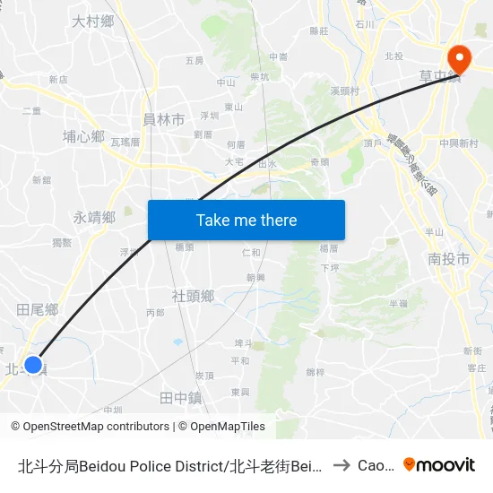 北斗分局Beidou Police District/北斗老街Beidou Old Street to Caotun map