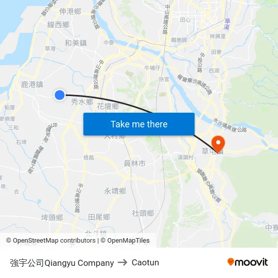 強宇公司Qiangyu Company to Caotun map