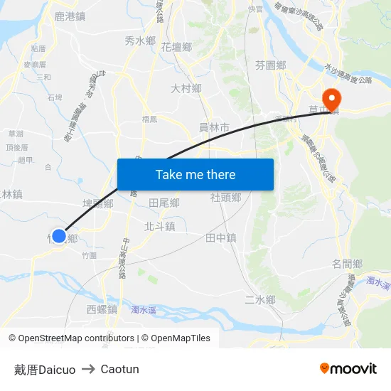 戴厝Daicuo to Caotun map