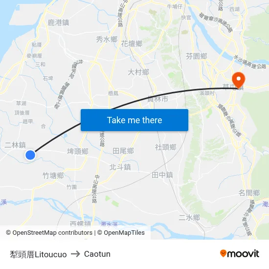 犁頭厝Litoucuo to Caotun map
