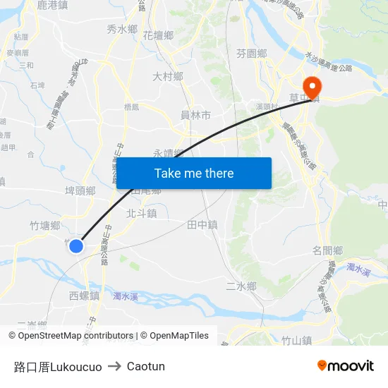 路口厝Lukoucuo to Caotun map