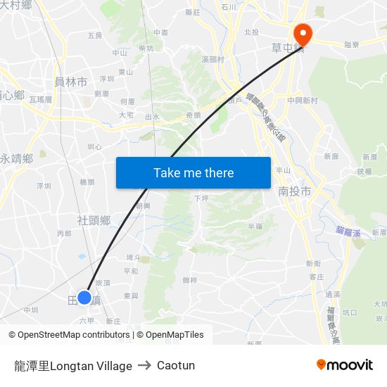 龍潭里Longtan Village to Caotun map