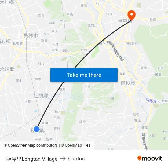 Longtan Village to Caotun map