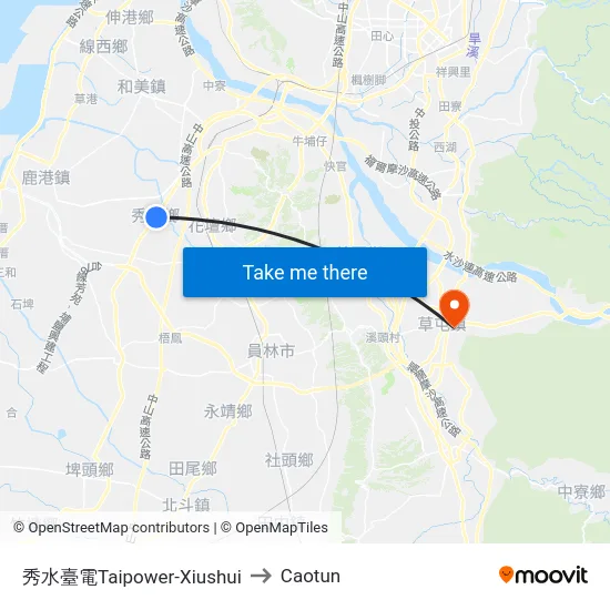 Taipower-Xiushui to Caotun map