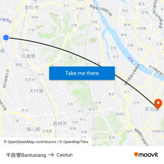 半路響Banluxiang to Caotun map