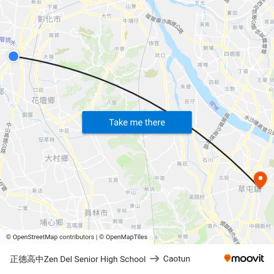 正德高中Zen Del Senior High School to Caotun map