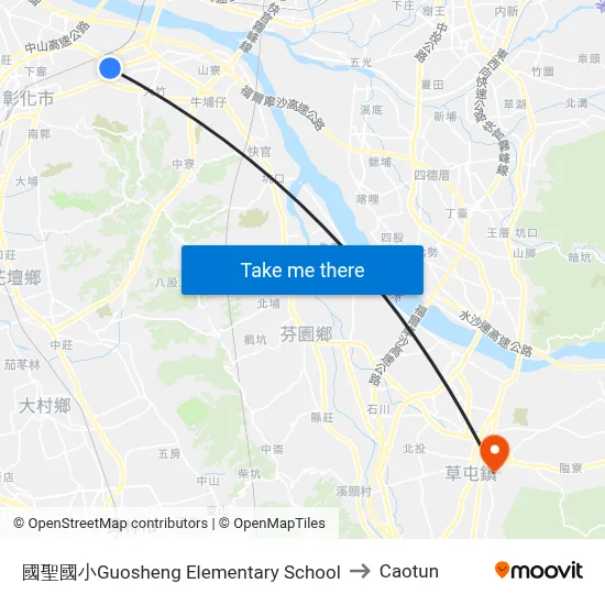 Guosheng Elementary School to Caotun map