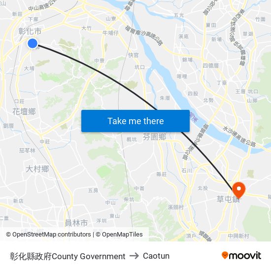 彰化縣政府County Government to Caotun map