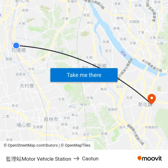 監理站Motor Vehicle Station to Caotun map