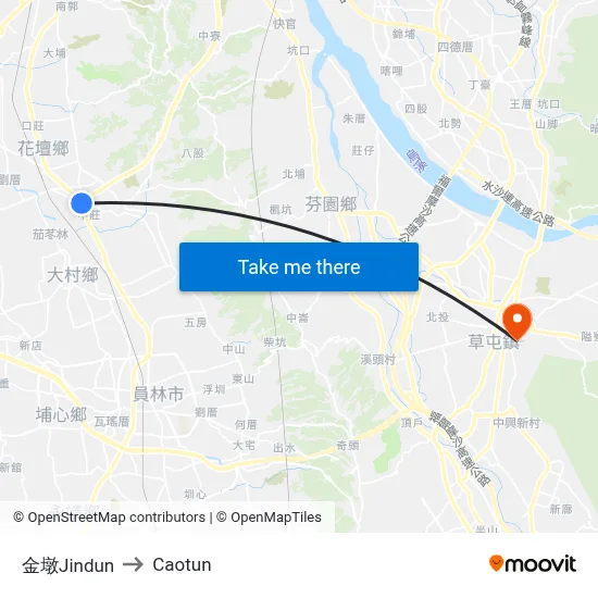 金墩Jindun to Caotun map