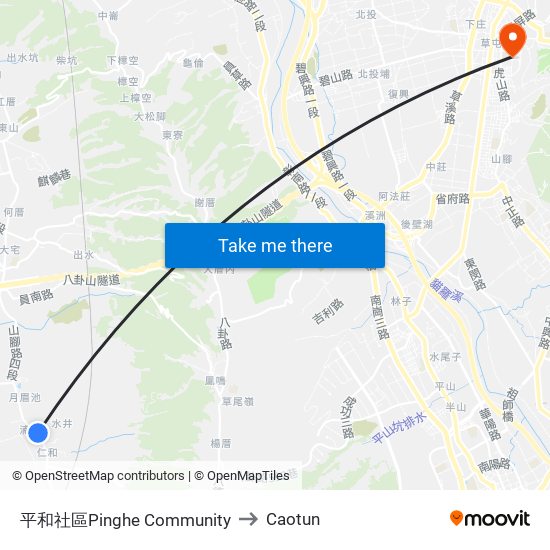 平和社區Pinghe Community to Caotun map