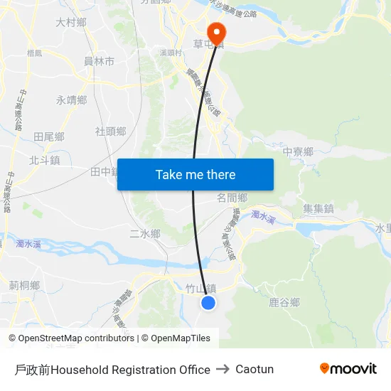 Household Registration Office to Caotun map