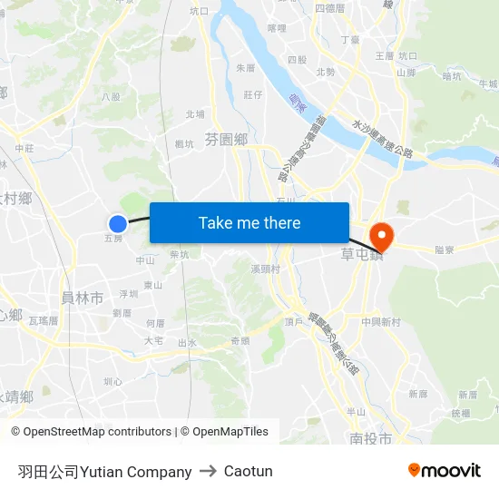 羽田公司Yutian Company to Caotun map