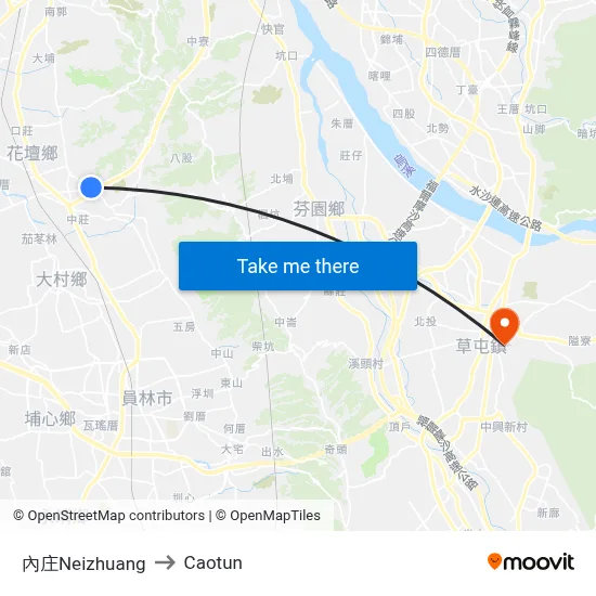 內庄Neizhuang to Caotun map