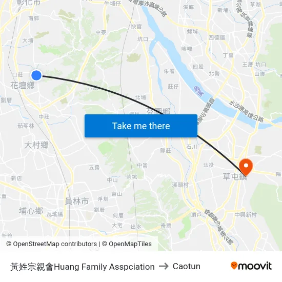 Huang Family Association to Caotun map
