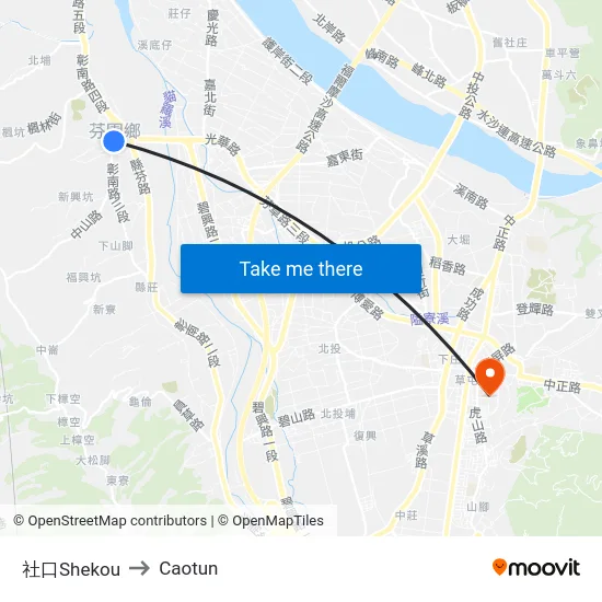 Shekou to Caotun map