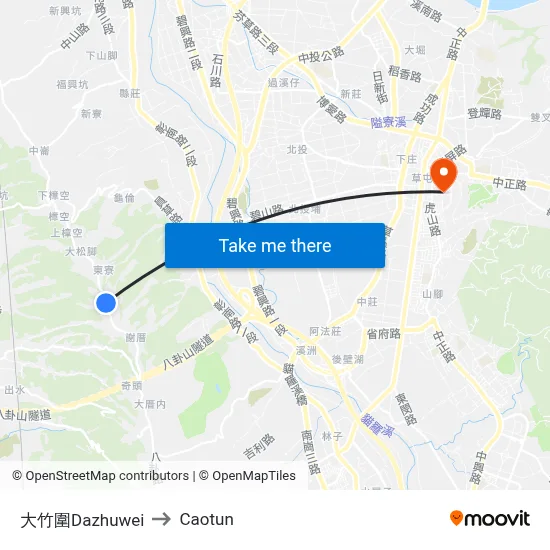 Dazhuwei to Caotun map