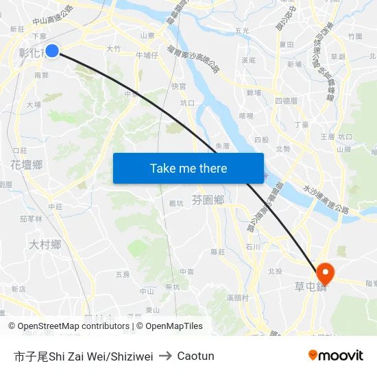 市子尾Shi Zai Wei/Shiziwei to Caotun map