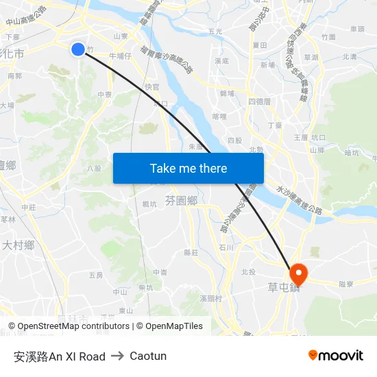 Anxi Road to Caotun map