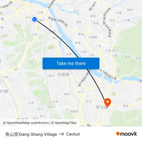 Xiang Shang Village to Caotun map