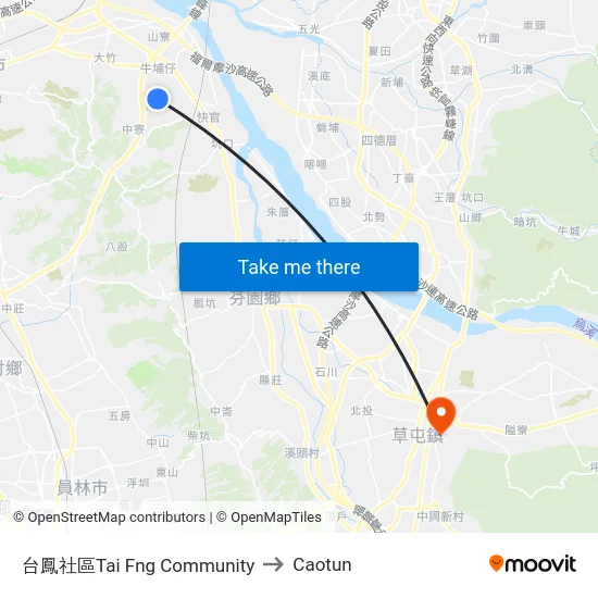 Tai Feng Community to Caotun map